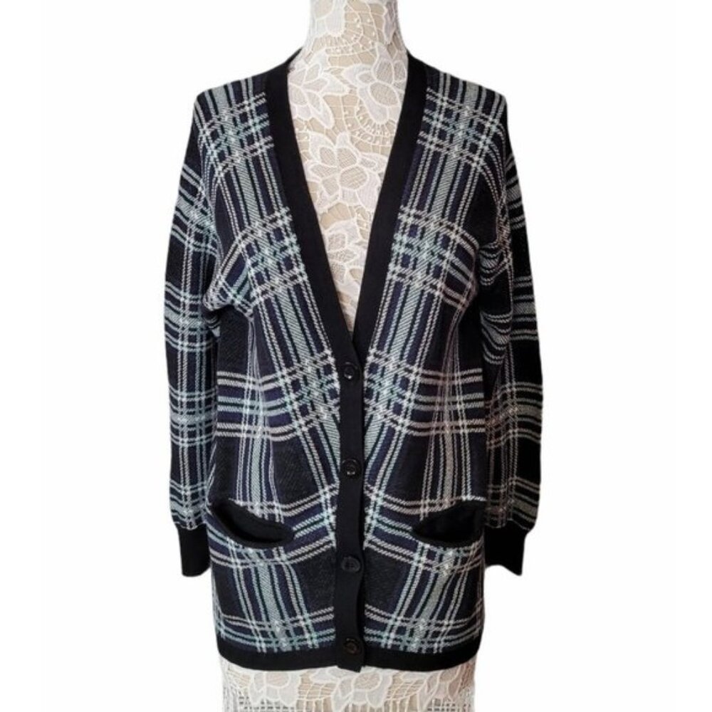 Bcbgeneration Plaid Button Front Cardigan Sweater… - image 1
